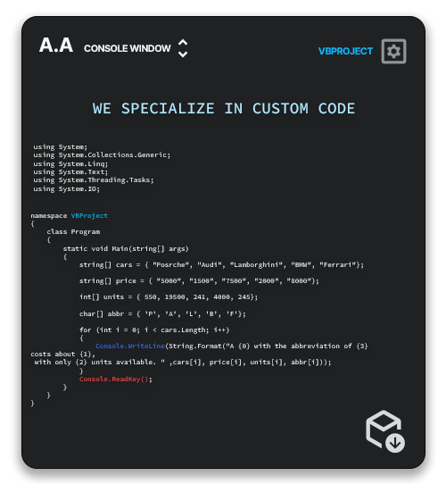 VBProject Custom Code Console